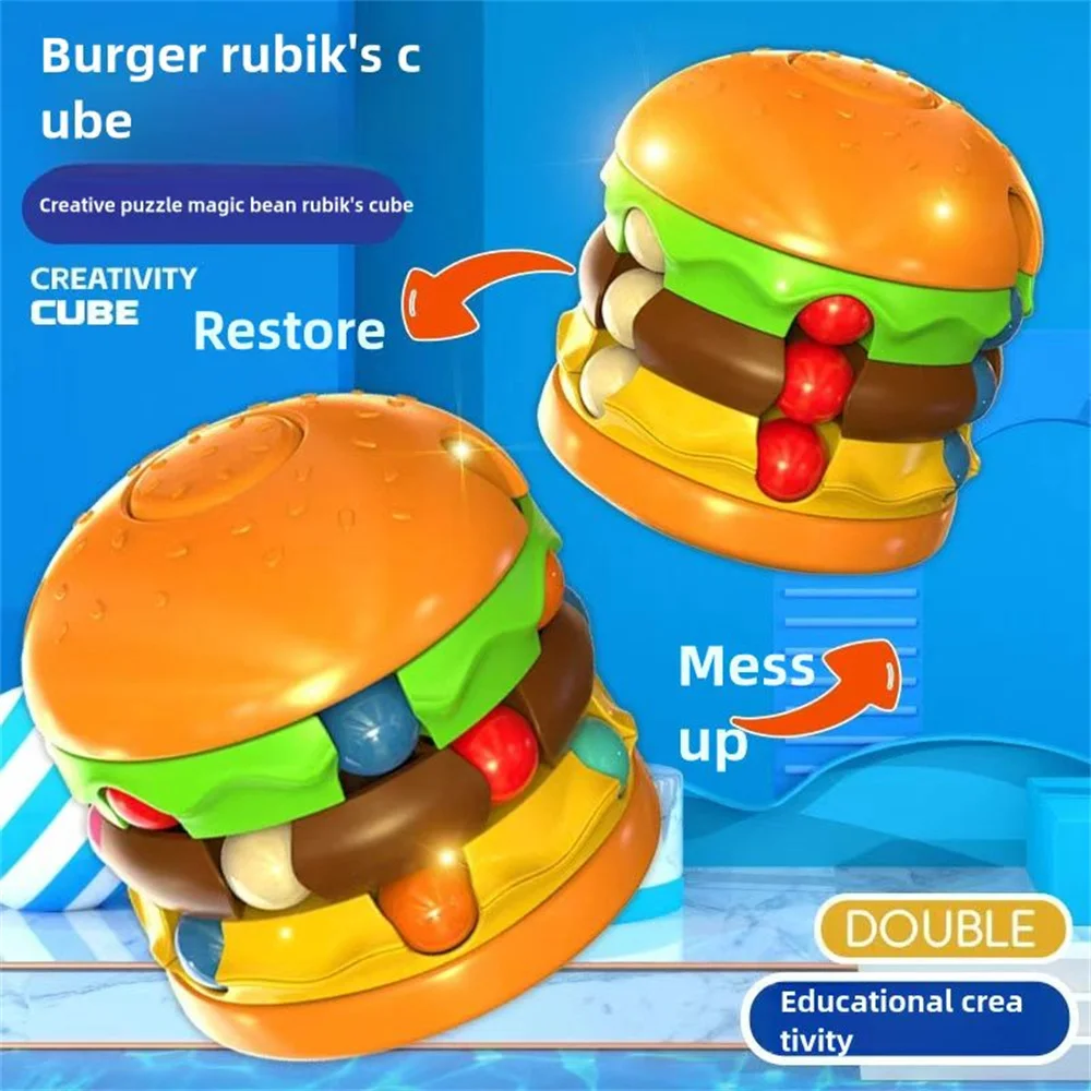 Burger Magic Cube with French Fries Magic Beans Fingertip Gyroscope Stress Reliever Uniqldren Stress Anxiety Reliever Christmas