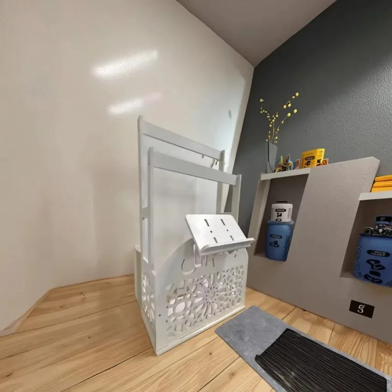 Decorative Wooden Prayer Rack via Shelf with Standing Prayer Mat Installation