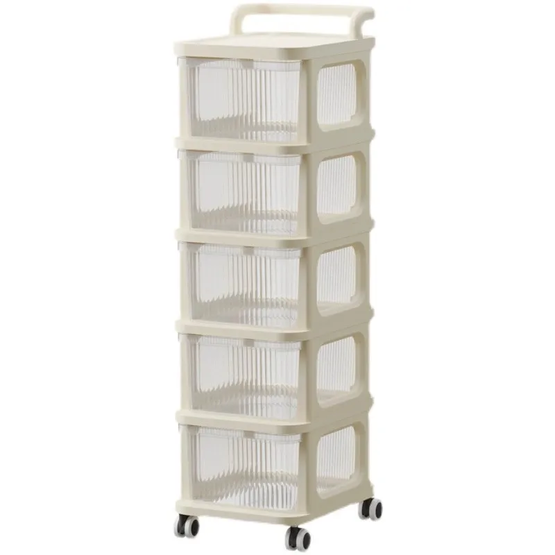 2024 5-layer Transparent Drawer Style Small Cart Storage Rack Snack Toy Baby Supplies Storage Cabinet With Wheel Storage Rack