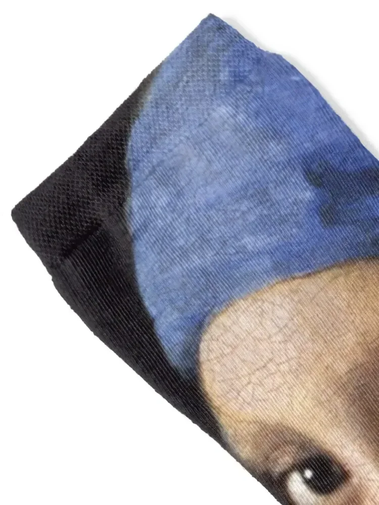 Girl With The Pearl Earring By Johannes Vermeer Socks Stockings man with print Socks For Men Women's