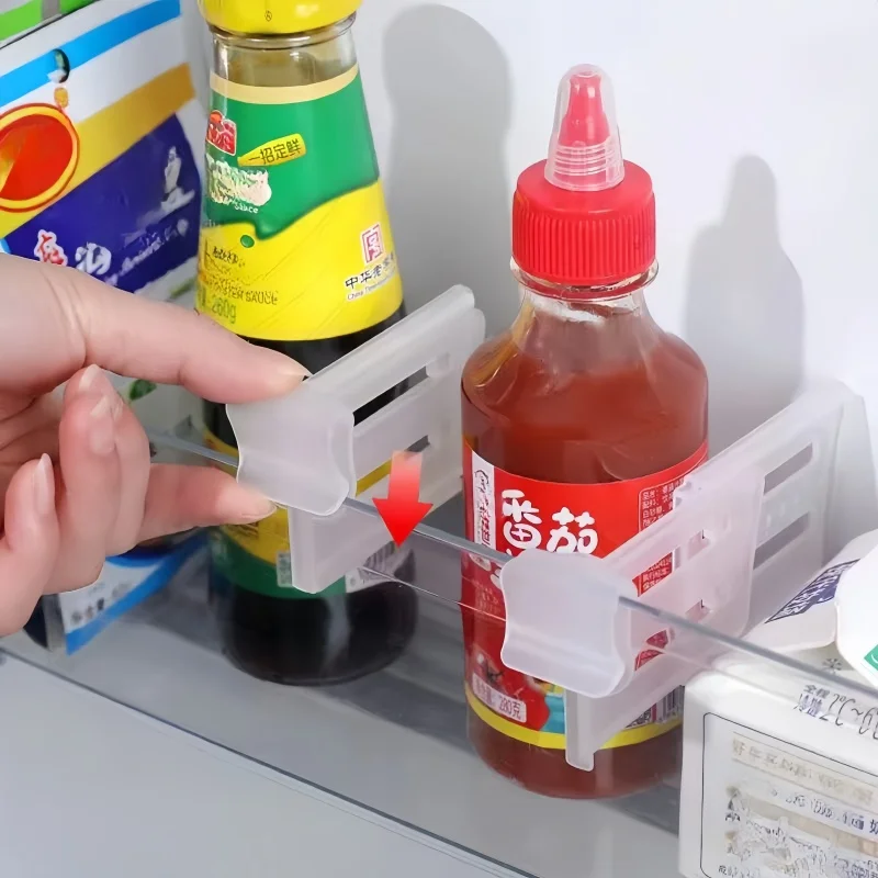 Retractable Refrigerator Side Door Storage Partition Board Bottle Seasoning Shelf Sorting Organizer Portable Kitchen Gadgets