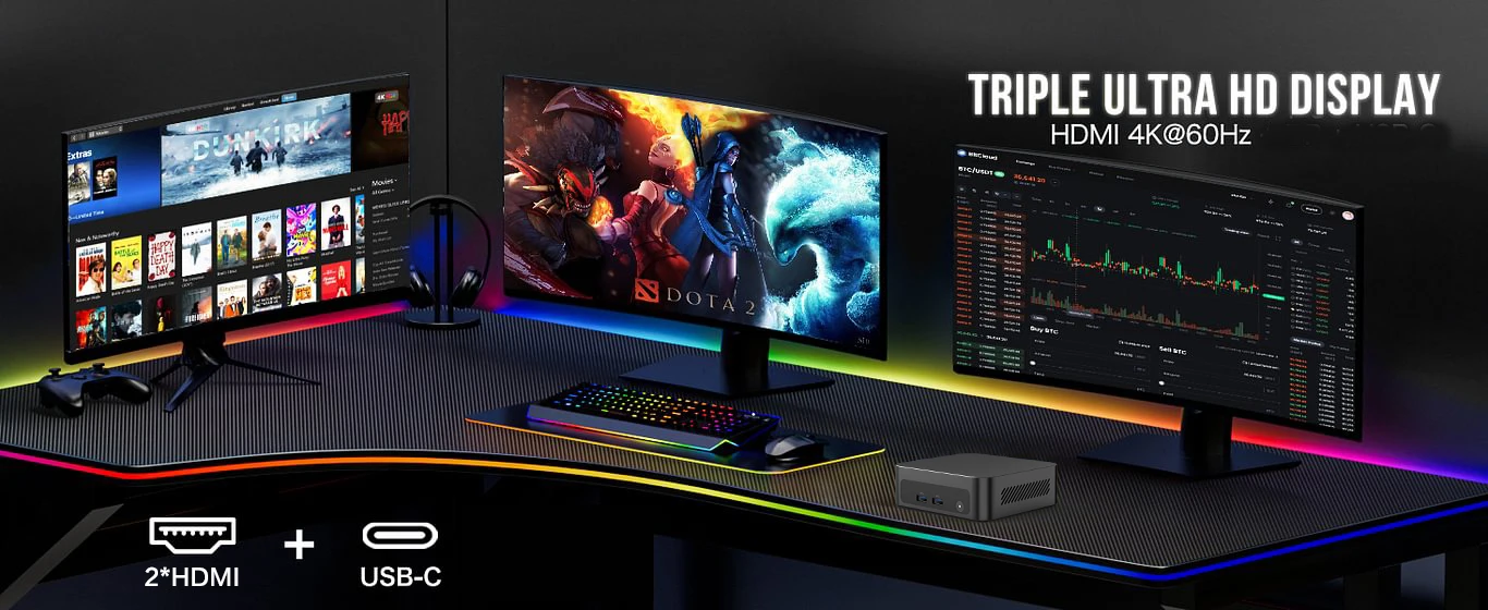 Mllse Mini Pc G5 Pro Amd Ryzen 7 5800H, 16Gb Ram, 512Gb Ssd, Wi-Fi 6, Bluetooth 5.2, Windows 11 Mini Desktop Computer