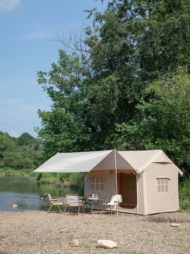 

Inflatable tent for outdoor residents, inflatable cabin for camping, rainproof and windproof cotton cloth tent