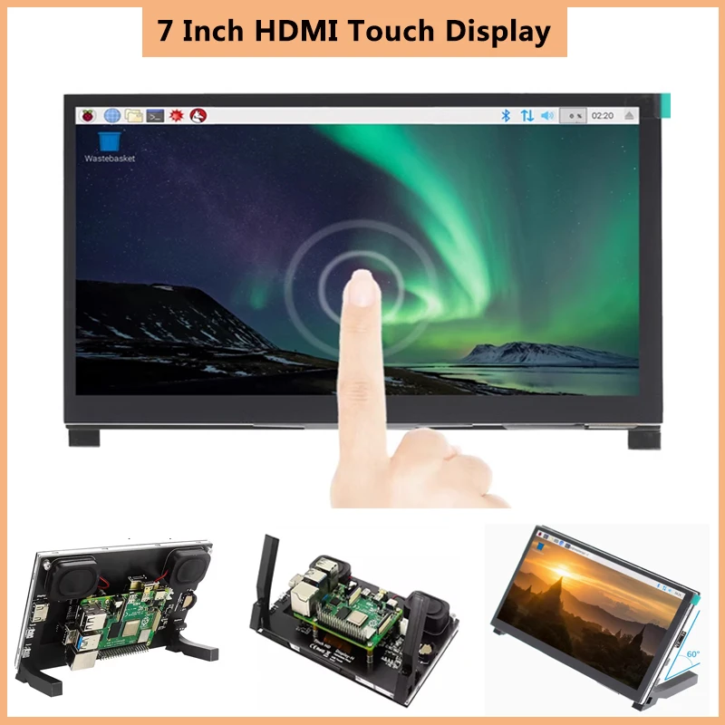 

Raspberry Pi 5B 7 inch 1024X600 HD-MI IPS Touch Screen LCD Display Module Compatible Mini PC Portable Monitor For RPI 3B+4B ZERO