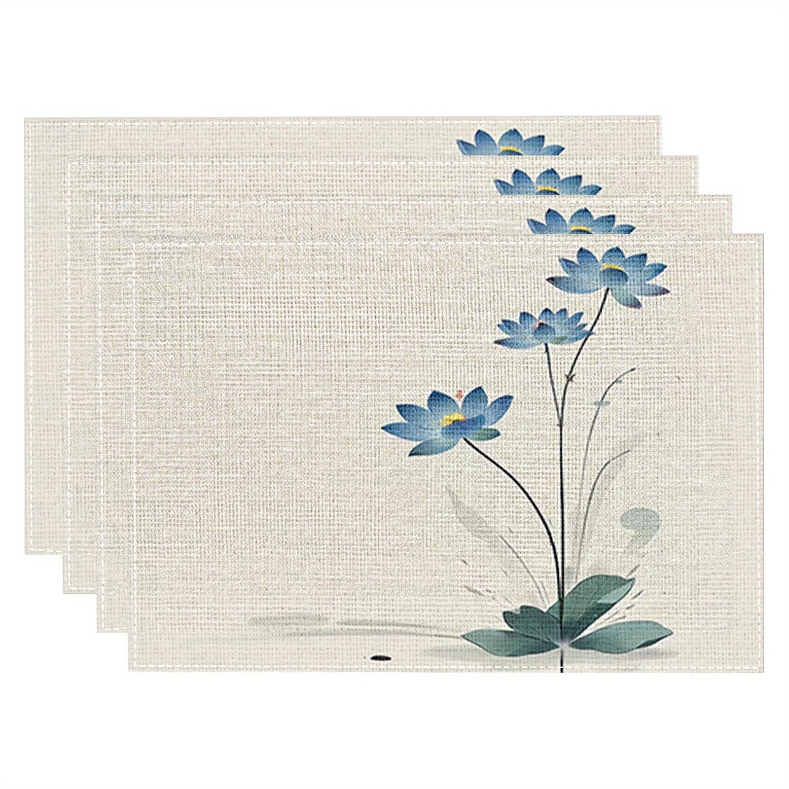 Blue Floral Linen Placemats 5