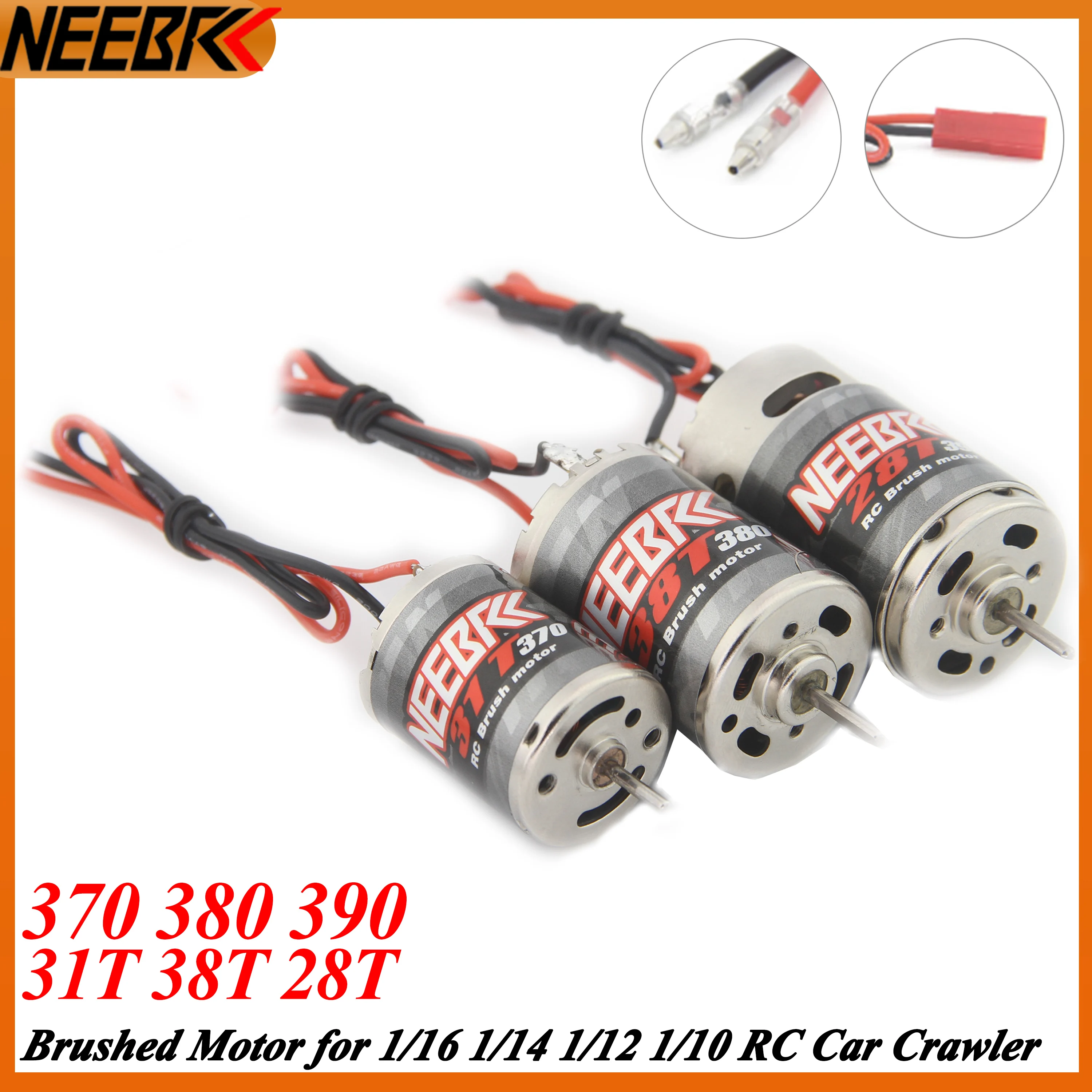 

NEEBRC 370 380 390 31T 38T 28T Brushed Motor for 1/10 1/12 1/14 1/16 1/24 RC Car Crawler Monster AXIAL SCX24 B17 TAM54393