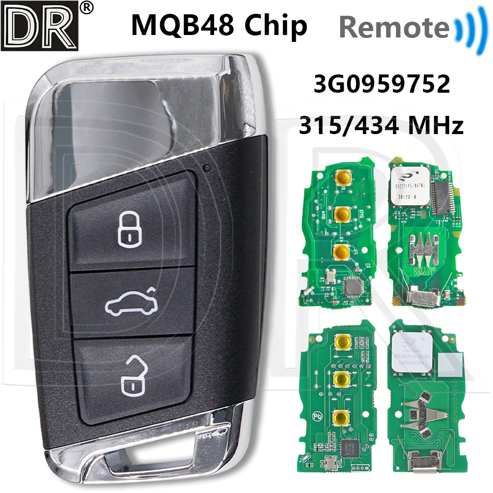 Great MQB48 Chip 315/433MHz 3G0959752 Car Remote Key For VW Volkswagen Passat Variant Magotan B8 Superb Skoda A7 2015-2020
