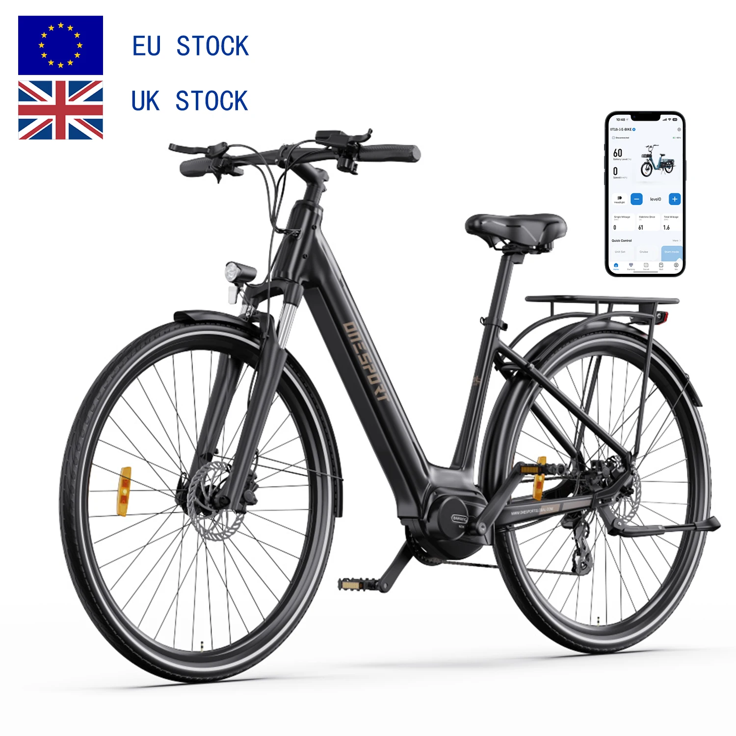 ONESPORT Europe UK Stock Warehouse OT07 Electric Bike Central Motor 36V 250W City Ebike Electric road Bike electric bicycle view 3