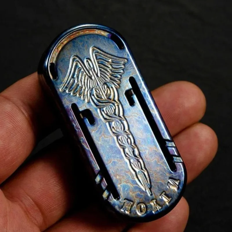 Metal Titanium Fidget Mechanical Slider Tuning Fork Paragraph Magnetic Push Card Plate Coin EDC Anti Stress Relief Sensory Toy