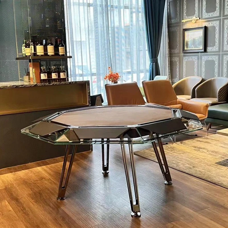 Tempered glass crystal table high-end light luxury chess and card table