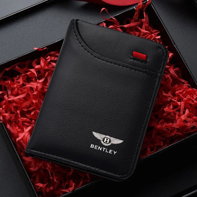 

For New Bentley Flying Spur Continental GT Bentayga Mulsanne Leather Men Short Male Purse Card Holder Card Wallets Accessories
