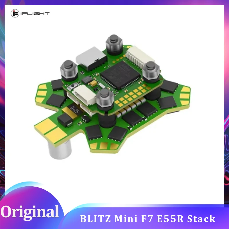 iFlight BLITZ Mini F7 E55R Stack with BLITZ Mini F7 V1.2 Flight Controller / BLITZ E55R 4-IN-1 2-6S ESC for for RC FPV Drone