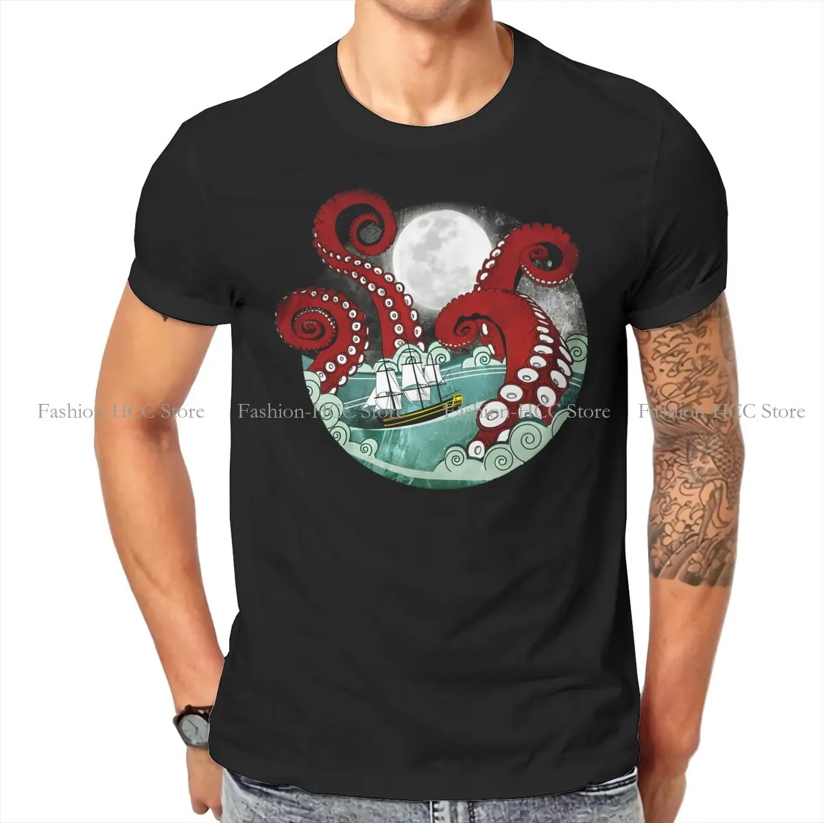 Kraken Attack Hip Hop TShirt Octopus Printing Tops Casual T Shirt Male Short Sleeve Special Gift Idea