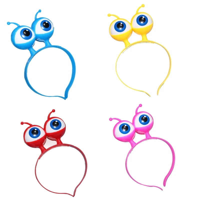 Adults Kids Fun Glowing Hair Hoop Cartoon Big Eyeballs Headband Light Up Toys Party Novelty Cosplay Alien Costume Accessories