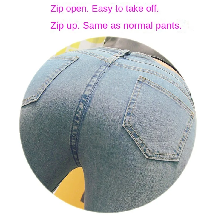 Peach Hip Love Jeans Women Invisible Open-Seat Pants Women's Summer Thin Design Sense Bootleg Pants Skinny Slimming Sexy Pants