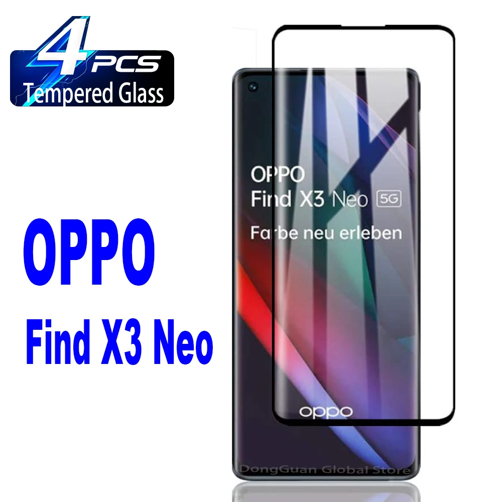 1/4Pcs Tempered Glass For OPPO Find X3 Neo Screen Protector Glass Film