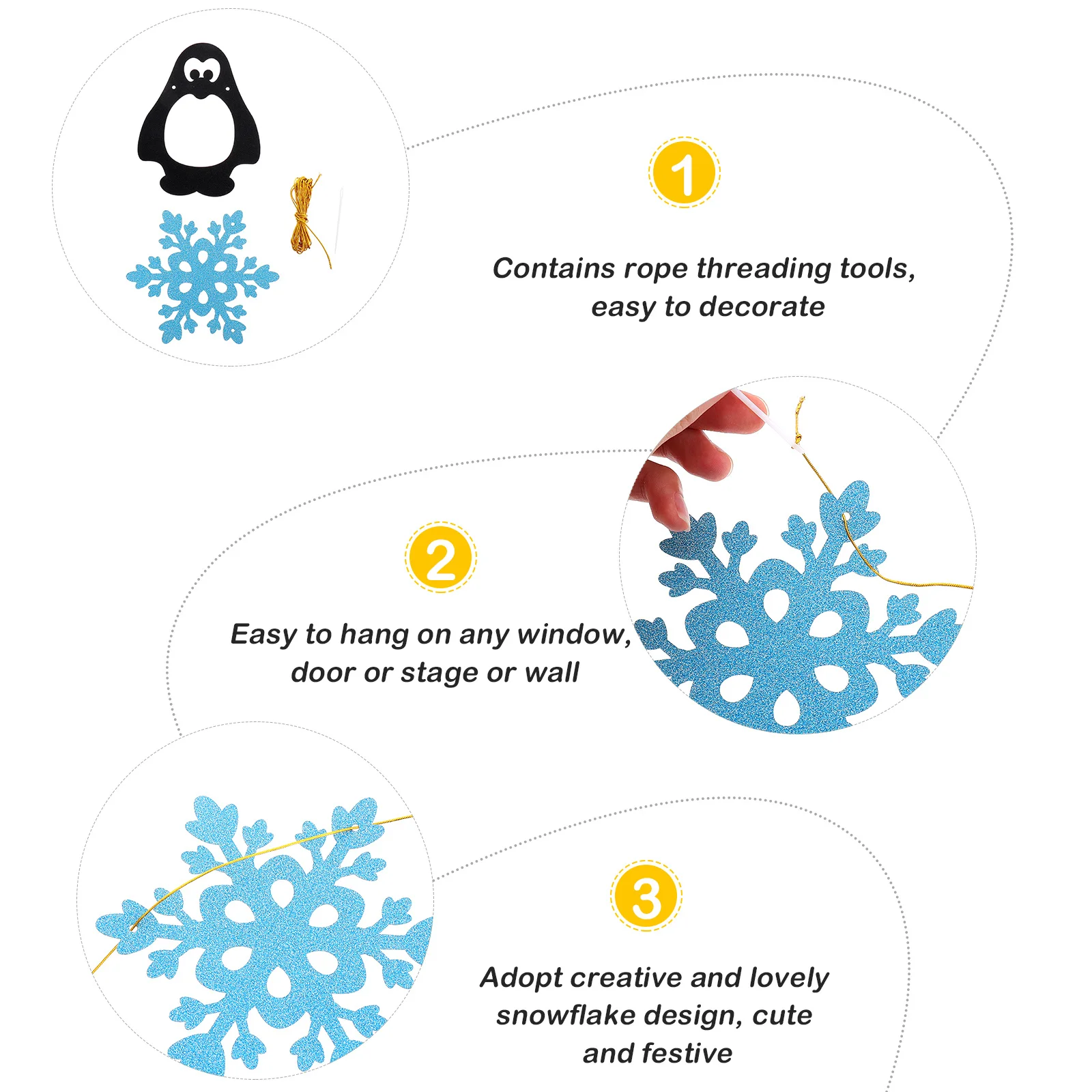 

1Set Penguin Snowflake Banner Christmas Party Hanging Door Decor Holiday Home Party Wall Hanging Flags Background