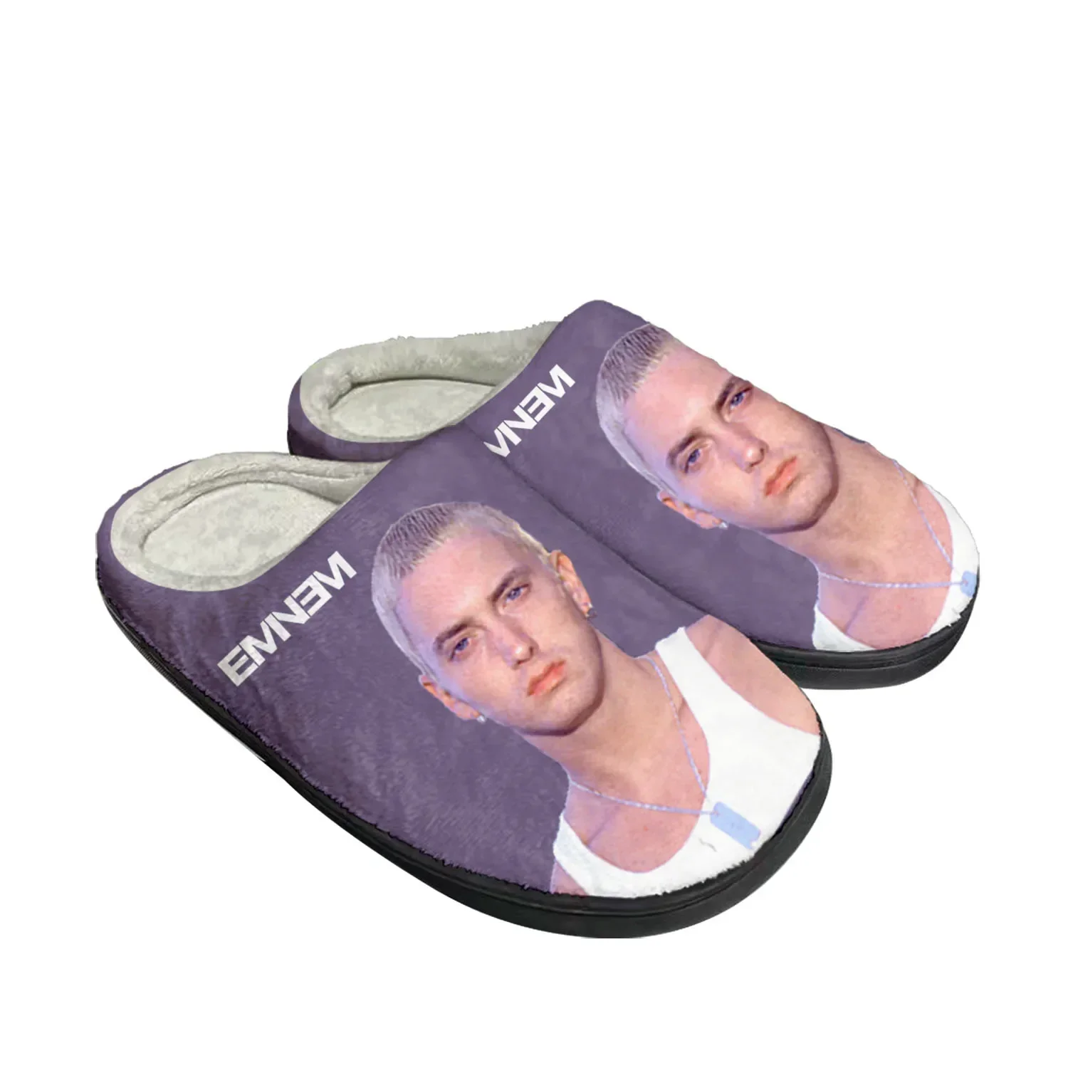 Eminem Hip Hop Rapper Music Popular Home Cotton Custom Slippers Mens Womens Sandals Plush Bedroom Keep Warm Shoe Thermal Slipper