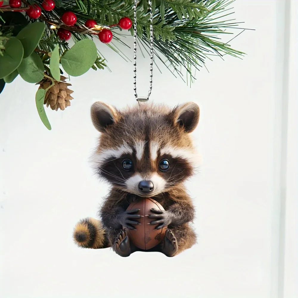 Cute Raccoon Rugby Pendant Versatile Charm Novelty Raccoon Keychain for Car Mirror,Backpack,Home,Graduation Festive,Gift & Decor