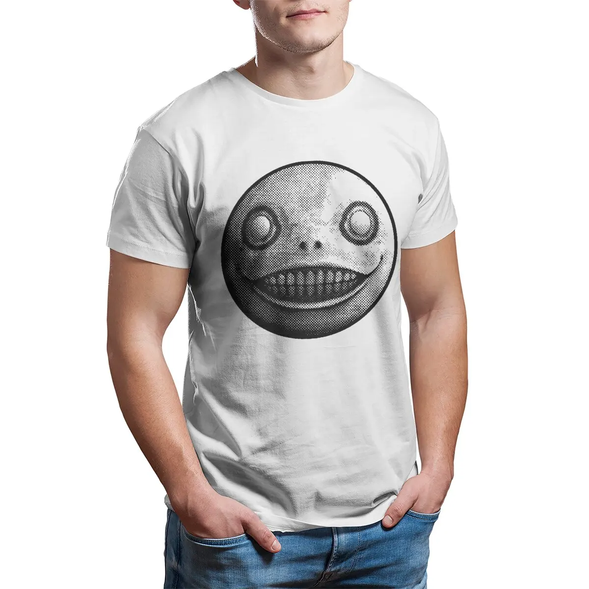 Weathered Emil Nier Automata  tops Cotton Unique japan video game Unisex T-Shirt Plus size japan video game hentai waifu tee