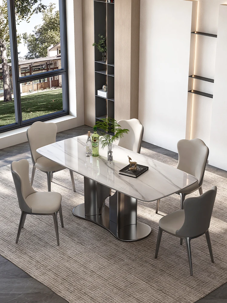 

Slate dining table, home dining table and chairs combination, new family 6 people 8 people dining table