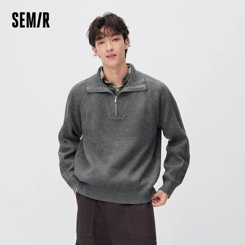 Semir Men Knit Sweater Versatile Half Placket Turtleneck Raglan Sleeve 2026 New Winter Daily Wear Urban Casual Style