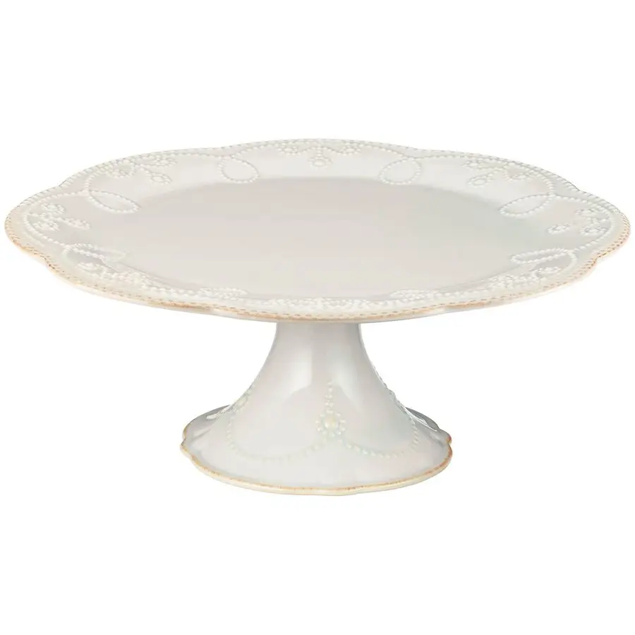 

French Perle Pedestal Cake Plate, Medium, White