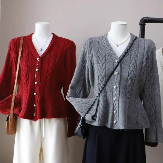 

Ele Waist-Cinching Knit Sweater for Women Soft Cozy Autumn Winter New Sle High Quali Open Cardigan Sle Fce-Lined