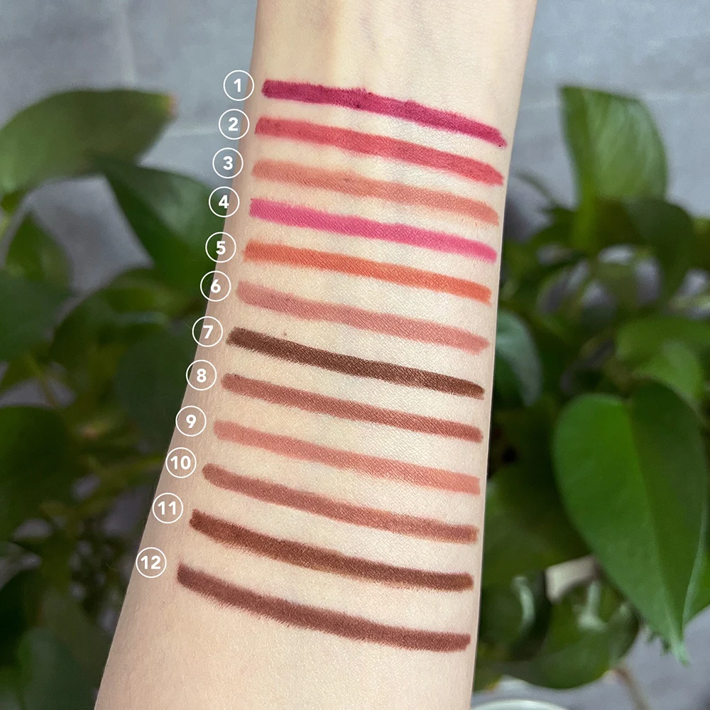 12 kleuren langdurige lipliner potlood 58 kleuren matte vloeibare lippenstift set private label aangepast logo veganistische make-up groothandel