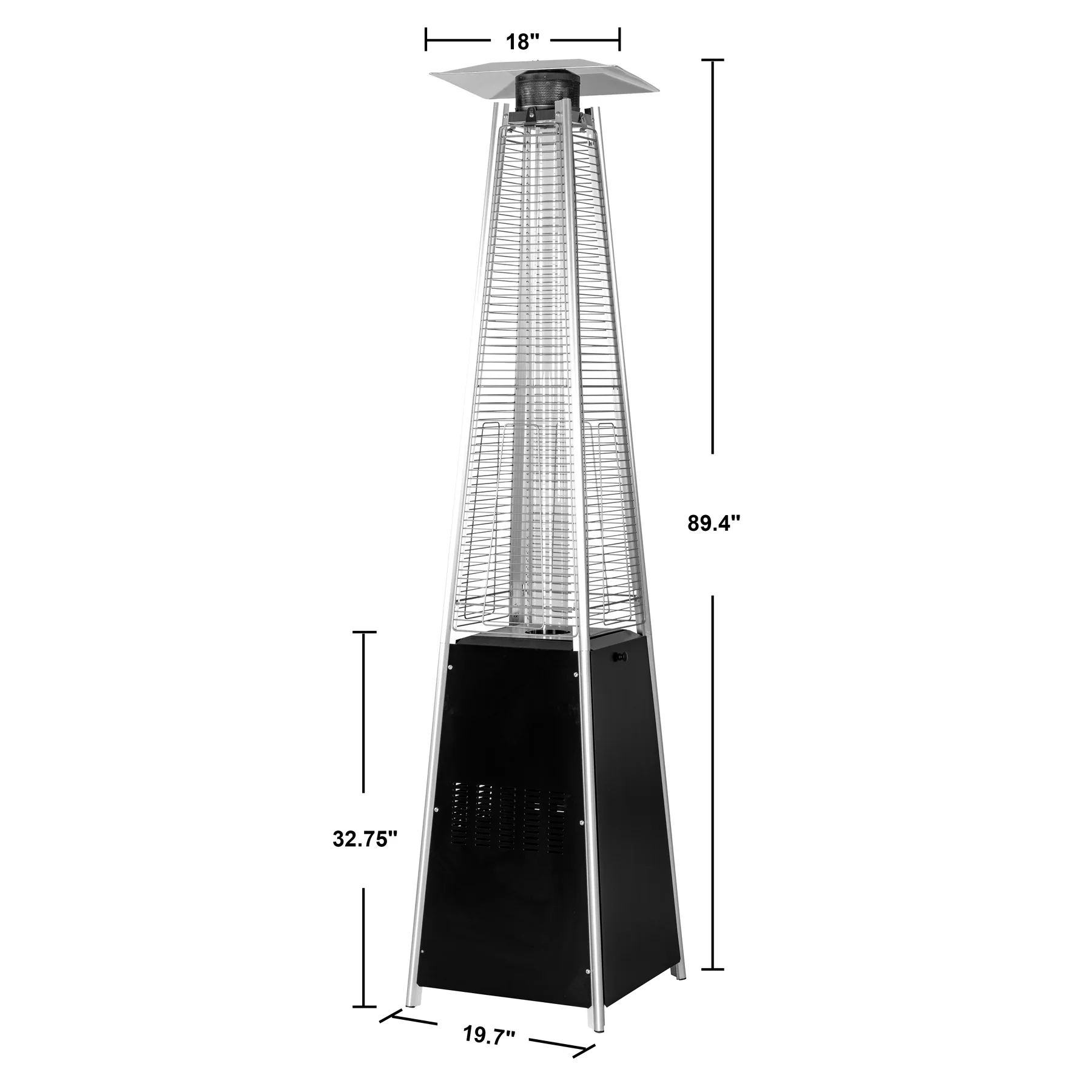 

CE Approved Pyramid Standing Flame Patio Heaters with Glass Tube