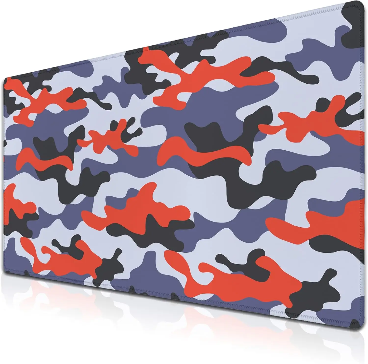 Camouflage with Red Spots Blue Desk Mat – XXL Waterproof Mouse Pad with Non-Slip Base for Gaming & Office