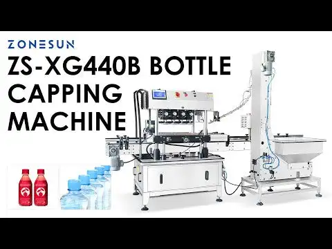 ZONESUN ZS-XG440B 3000-5000BPH Automatic High Speed Screw Capping Machine with Cap Elevator for Plastic Milk Jug Bottle Line