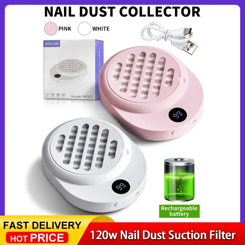 

Mini Battery-powered Nail Art Vacuum Cleaner Brushless Silent Mini Dust Filter Grinding and Nail Removal Dust Collector