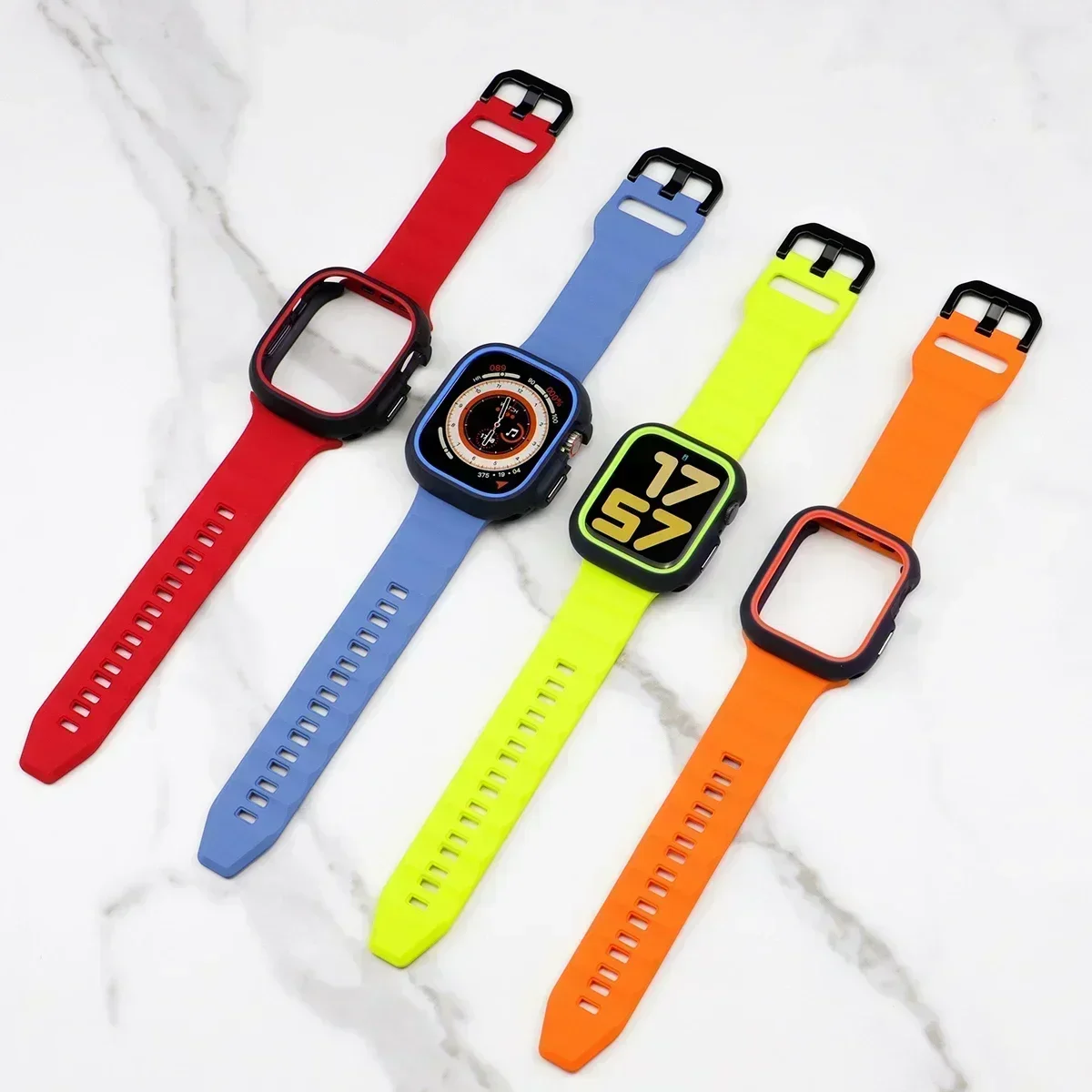 Silicone Sport Strap+Case for apple watch 9 8 7 6 SE 5 Ultra 2 Belt Bracelet Iwatch Series 49mm 45mm 41mm 44mm Protective Cover