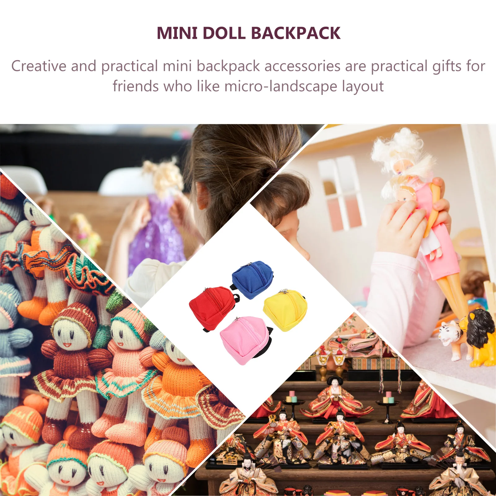 

4pcs Backpack Premium Material For Mini House Decor Micro Scene Adornment Mini Schoolbag House Decoration Photography Props