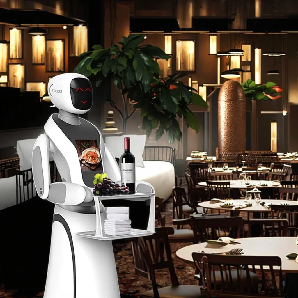 Adjustable Speed Safety Sensors 5kg Payload IP67 Rated 13.3" Touchscreen Catering Logistics Restaurant Table Service Hotel Robot
