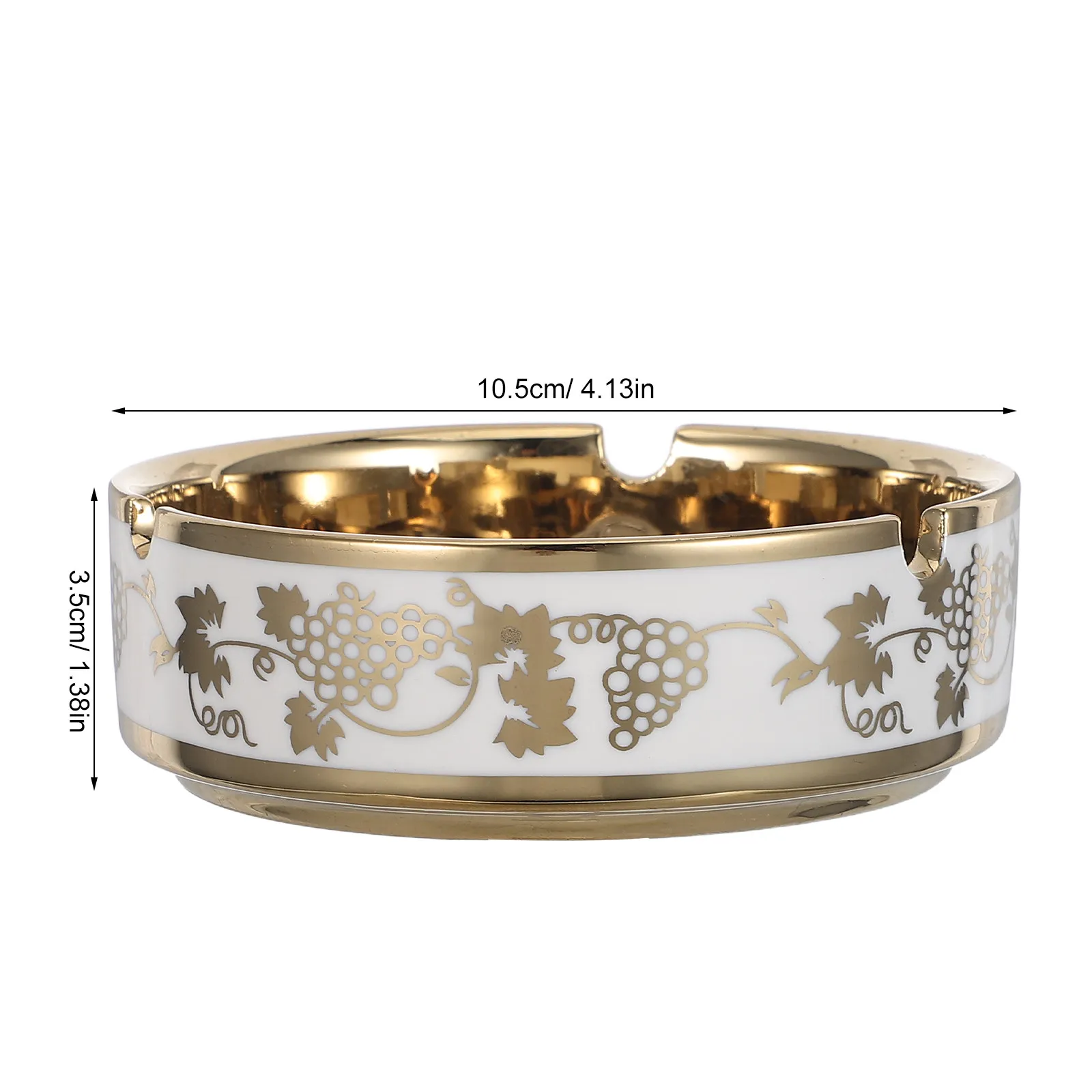Ceramic Titanium Plating Tabletop Ashtray Round Ashtray with Cigar Rest 4.1" Retro Ash Cigarette Butt Holder for Office Home Bar view 6