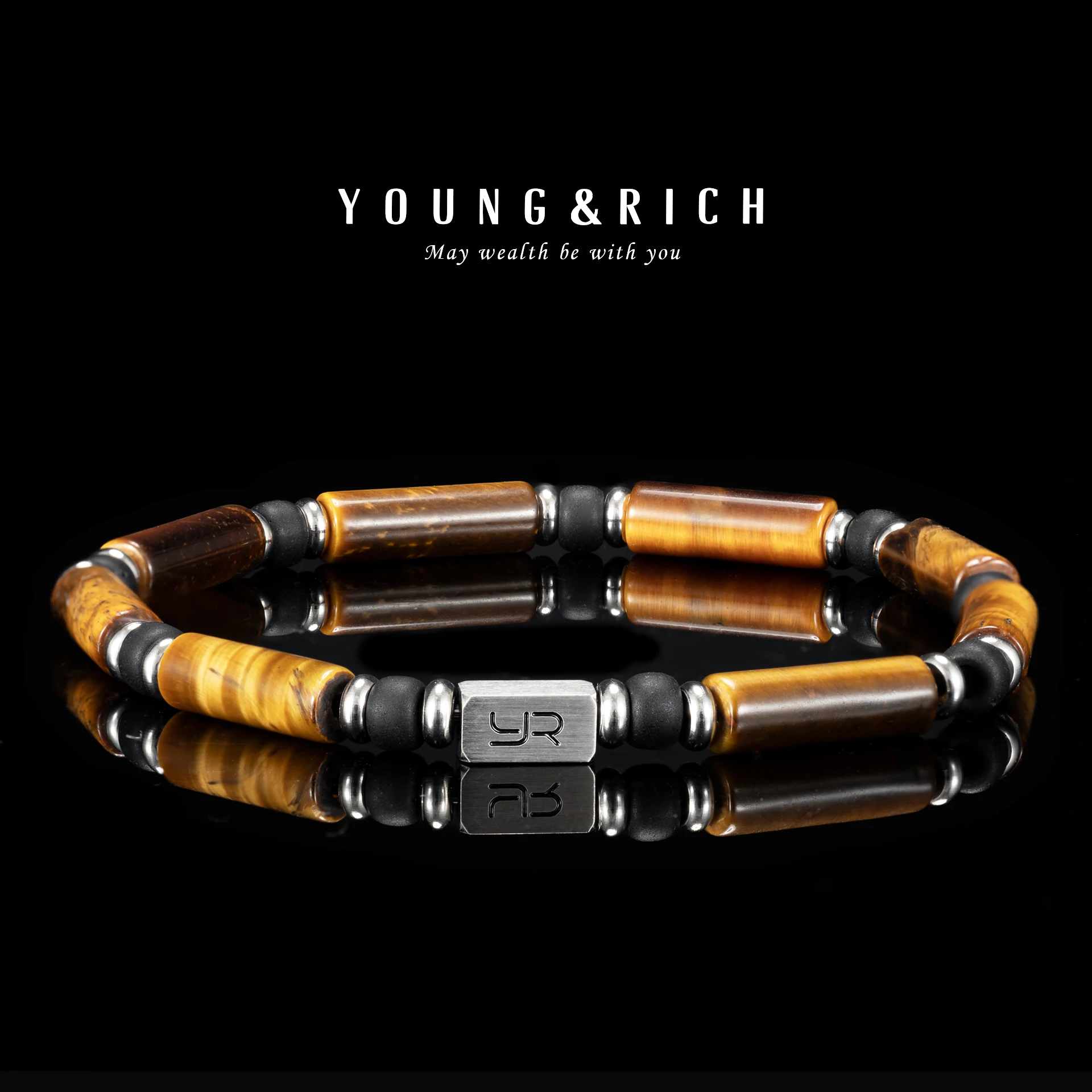 YOUNG&RICH Retro Men's Tiger Eye Bracelet 4mm Beads • Wealth-Attracting • Unique Style Luxury Gift for Him