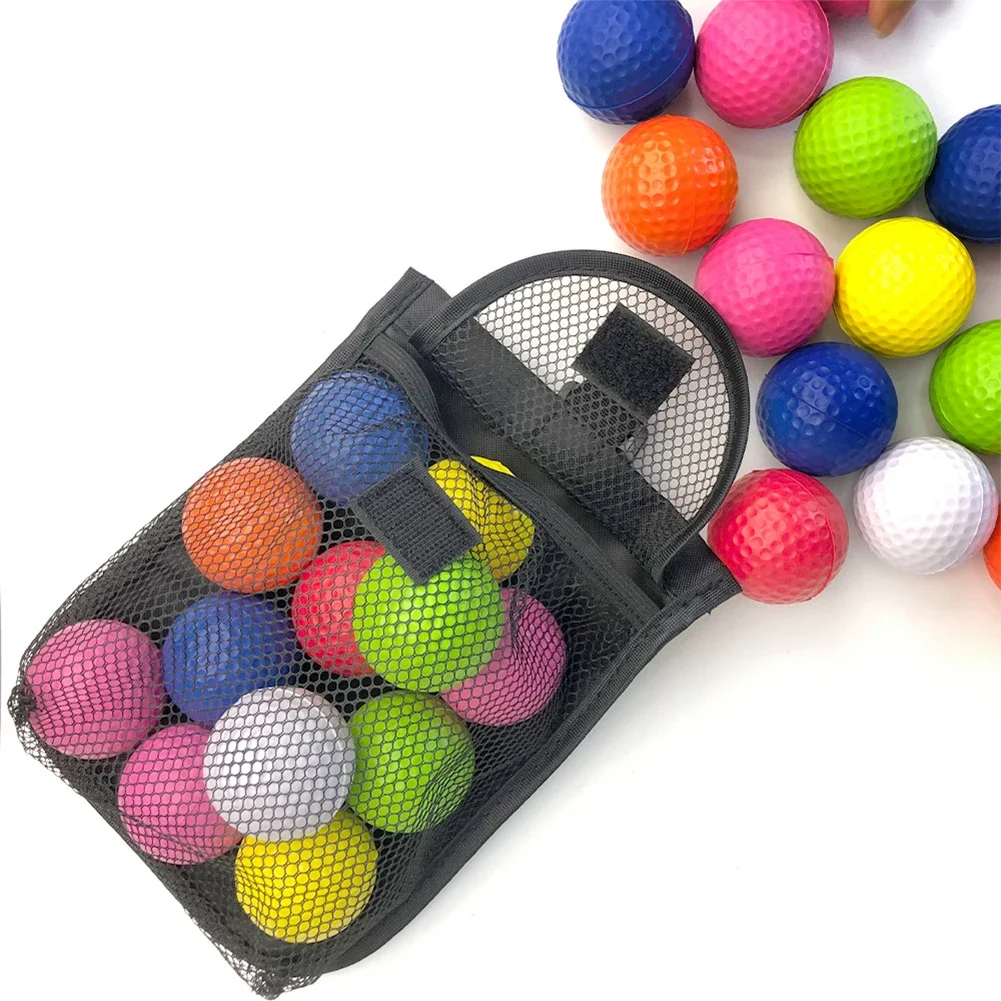 Portable Golf Ball Nylon Mesh Bag With Hook Self-Adhesive Cloth Opening And Closing Storage Bag Golf Supplies