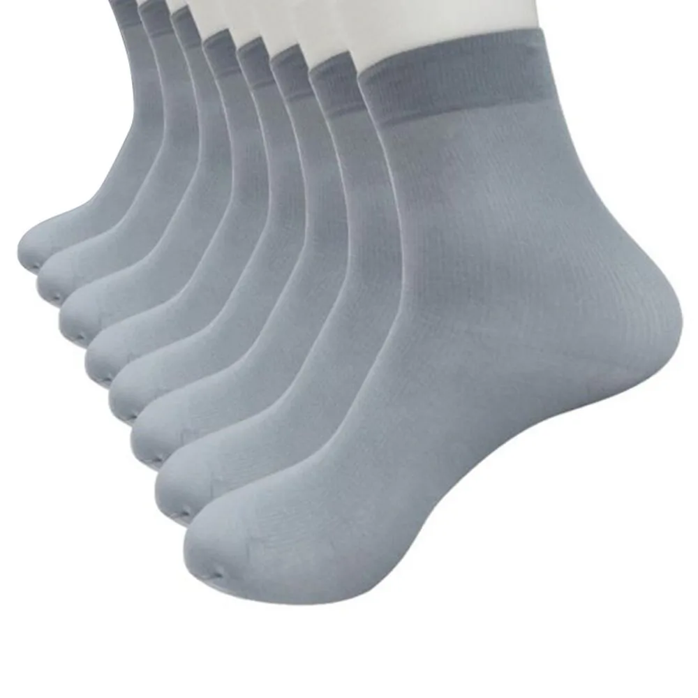 8 Pairs Bamboo Fiber Socks Breatheable Men\'s Middle Socks Thin Elastic Silky Short Silk Stockings Summer Spring Sports Socks  ﻿