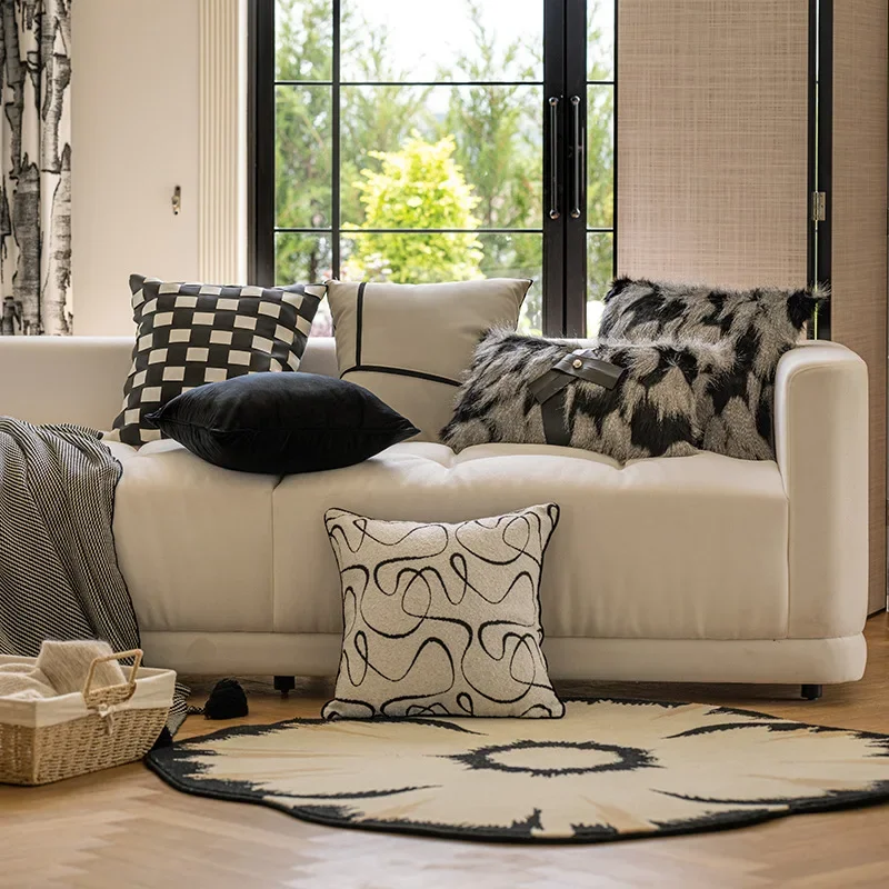 

30x50/45x45cm Nordic Simple Throw Pillow Cover Light Luxury Black Gray Cushion Cover Checkerboard Living Room Sofa Pillow Cases