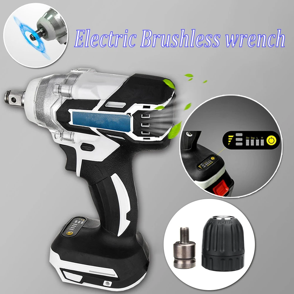 1280W Cordless Drill Brushless Electric Hammer 19800mAH 240-520NM Adjustable 0~3600 RPM 240-520NM Torque Cordless Screwdriver