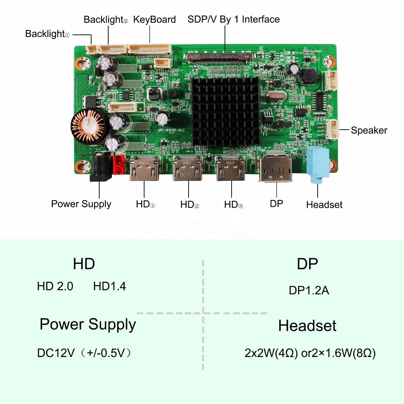 4K 2K QHD 144HZ LCD Main H dmi DP Driver Controller Board for LVDS TFT 23.8inch 3840x2160 Lcd Monitor Control Board 2k