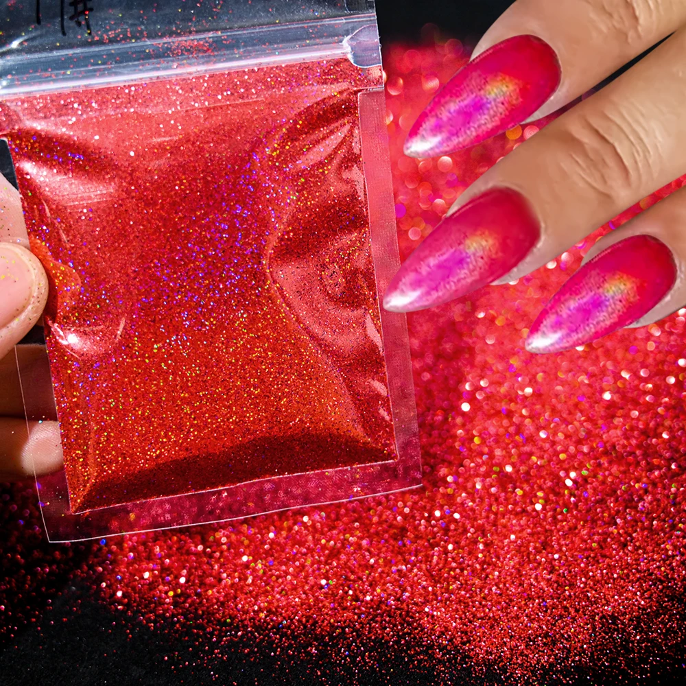 5g Laser Holographic Bulk Glitter Nail Shining Chrome Pigment Loose Fine Glitter Reflective Gel Polish Decoration Nail Powder