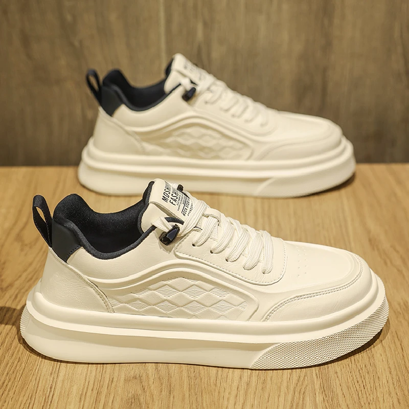 Men's Casual Leather Shoes Spring Autumn New Style Anti-slip Versatile Low Top Board Shoes Comfortable Breathable Sports Snea...