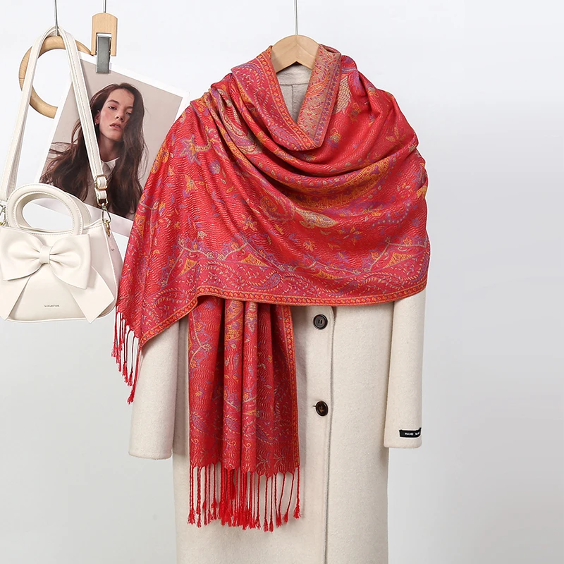 Pashmina Scarf Shawl Wrap Paisley Jacquard Stoles Vintage Cashew Scarves Printed Cotton Tippet Sunscreen Hijab