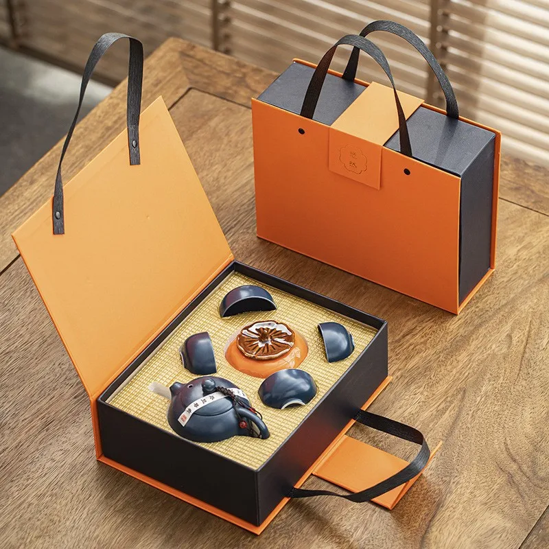 

Kung Fu Tea Set Teapot Teacup Chinese Manual Teapot Luxury Box Gift Ceramic Teaware Set Business Companion Gift Home Decoration