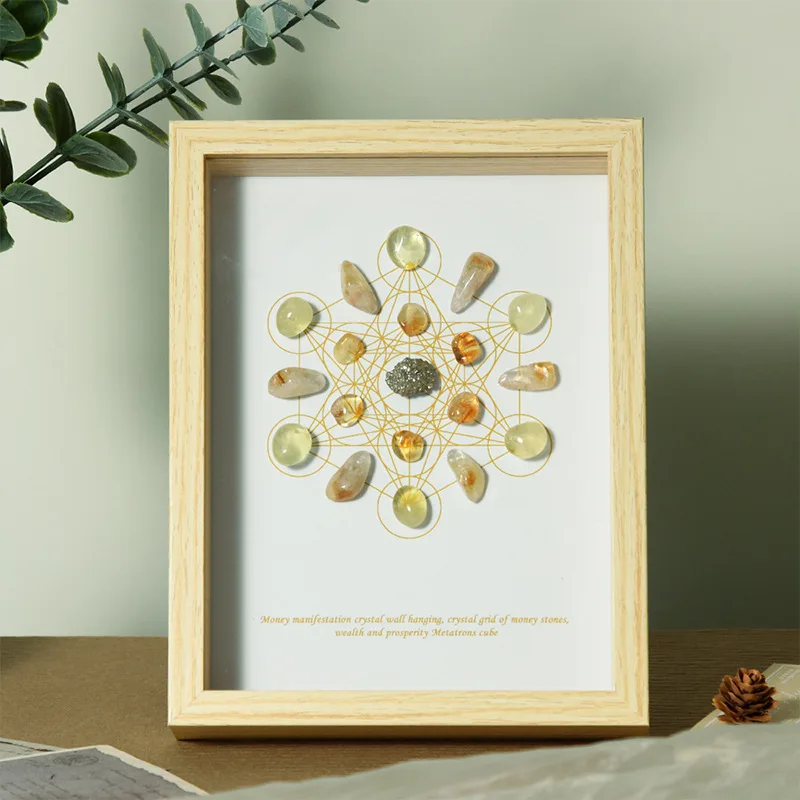 Metteron Brazil Citrine Irregular Gravel Photo Frame Moving into the New House Imitation Wooden Ornament