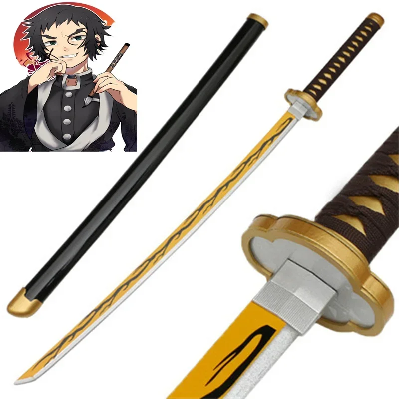 

Cosplay Demon Slayer Kaigaku Anime Katana Kimetsu no Yaiba Agatsuma Zenitsu 104cm Bamboo Assembled 41inch Sword Weapon Model