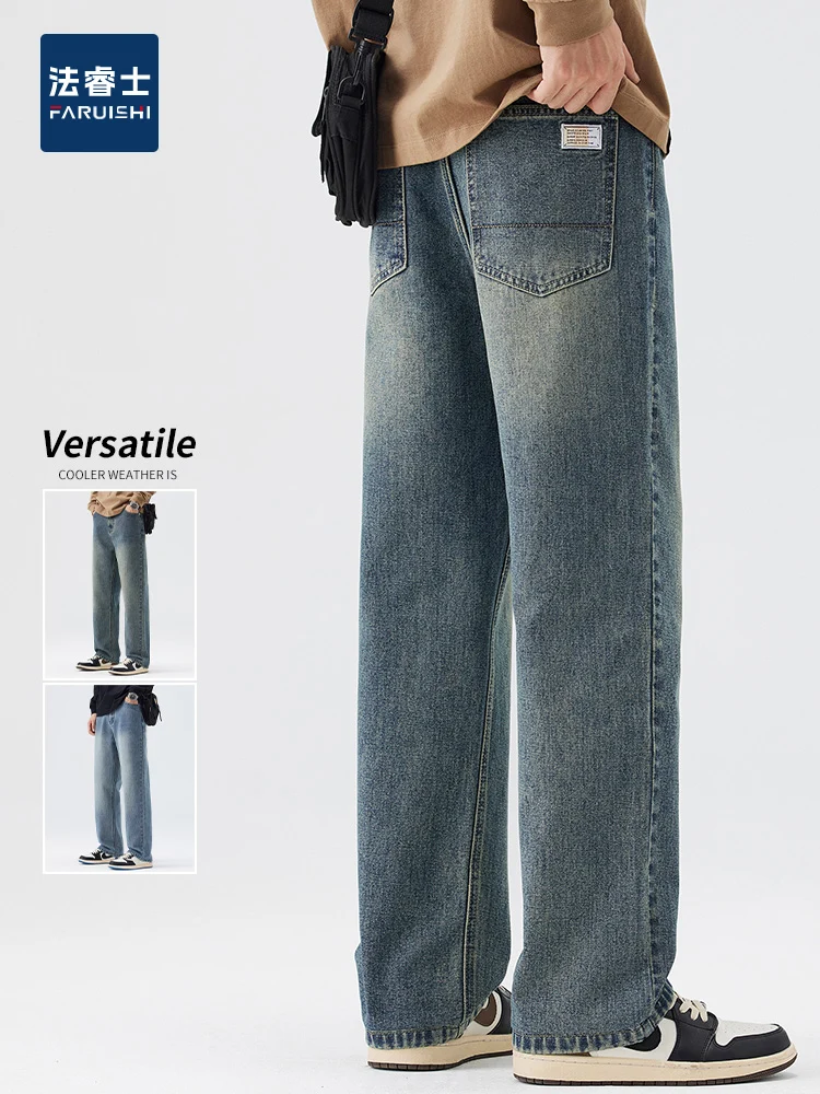 

Мужские джинсы American Sle в винтажном стиле, весна-осень, повседневные, широкие, модные, брендовые, Haome, для отдыха, длинные брюки, весна 2025